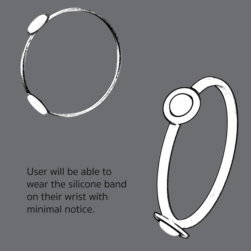 Wearable sensor wristband prototype design — silicone band with embedded sensor